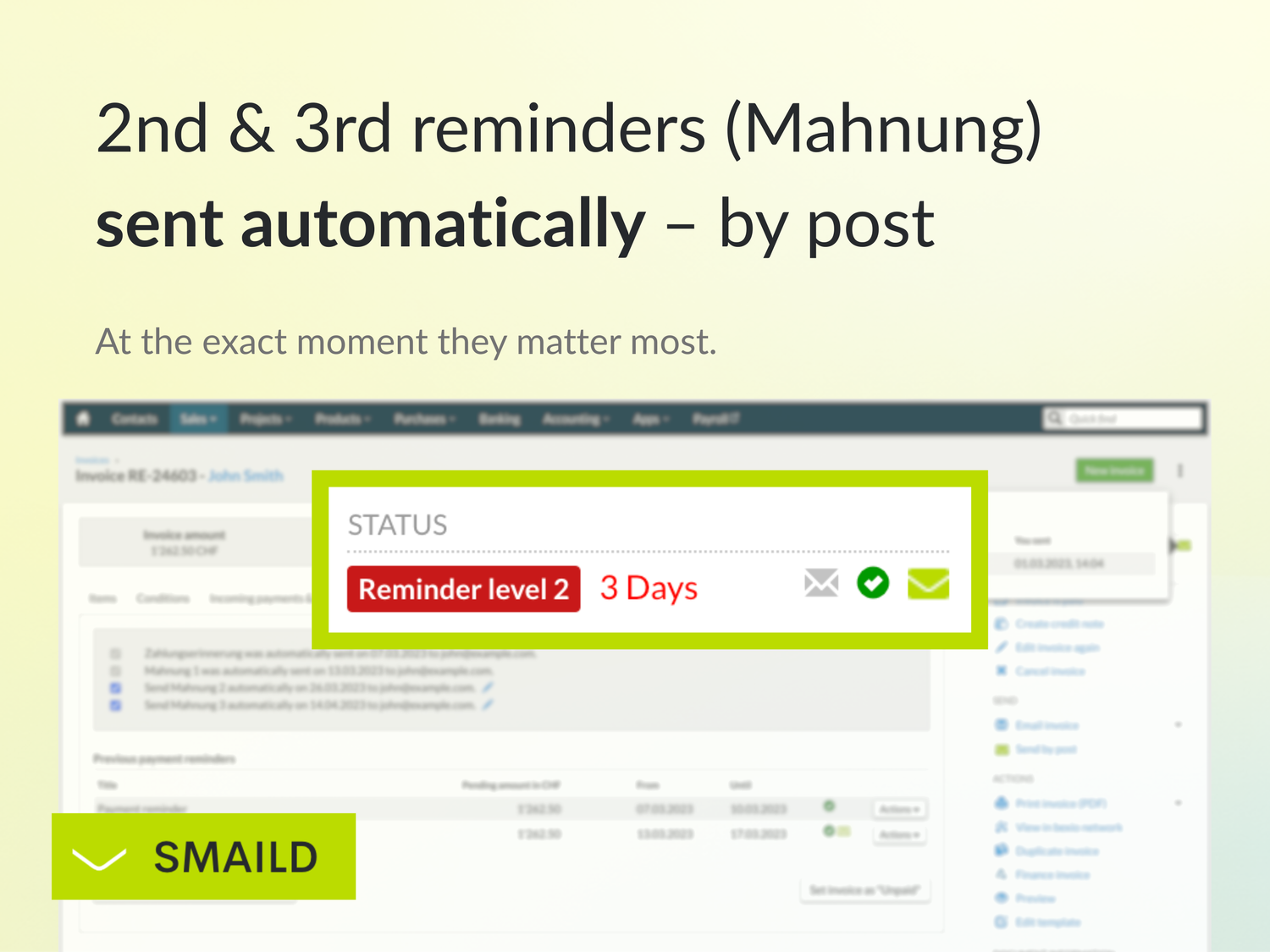 SMAILD - Rechnungen & Mahnungen per Post | bexio Marketplace