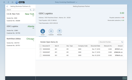easy invoicing dashboard by ciyis sap app center