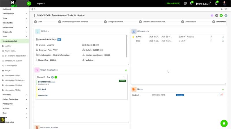 Demandes d'Achat – Workflow Intégré