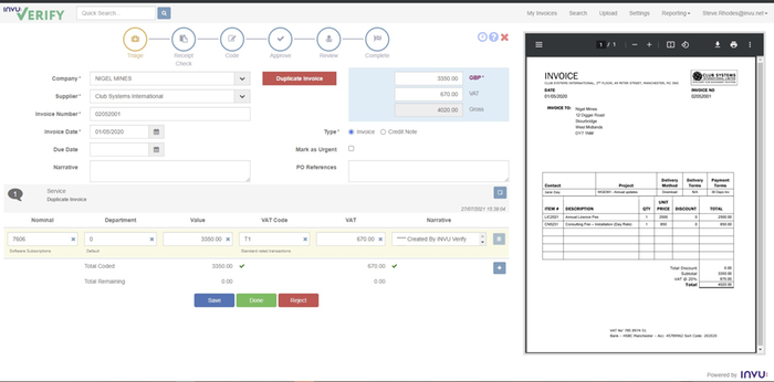 Duplicate invoice checker