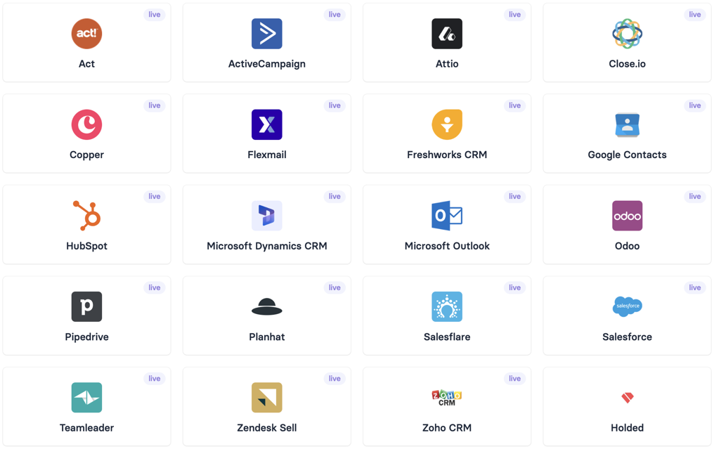 Unified CRM API with 20+ connectors