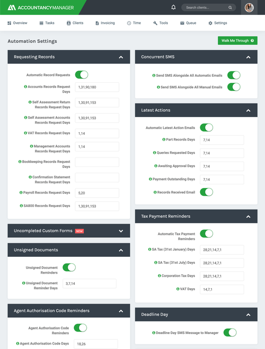 Automated client emails and texts