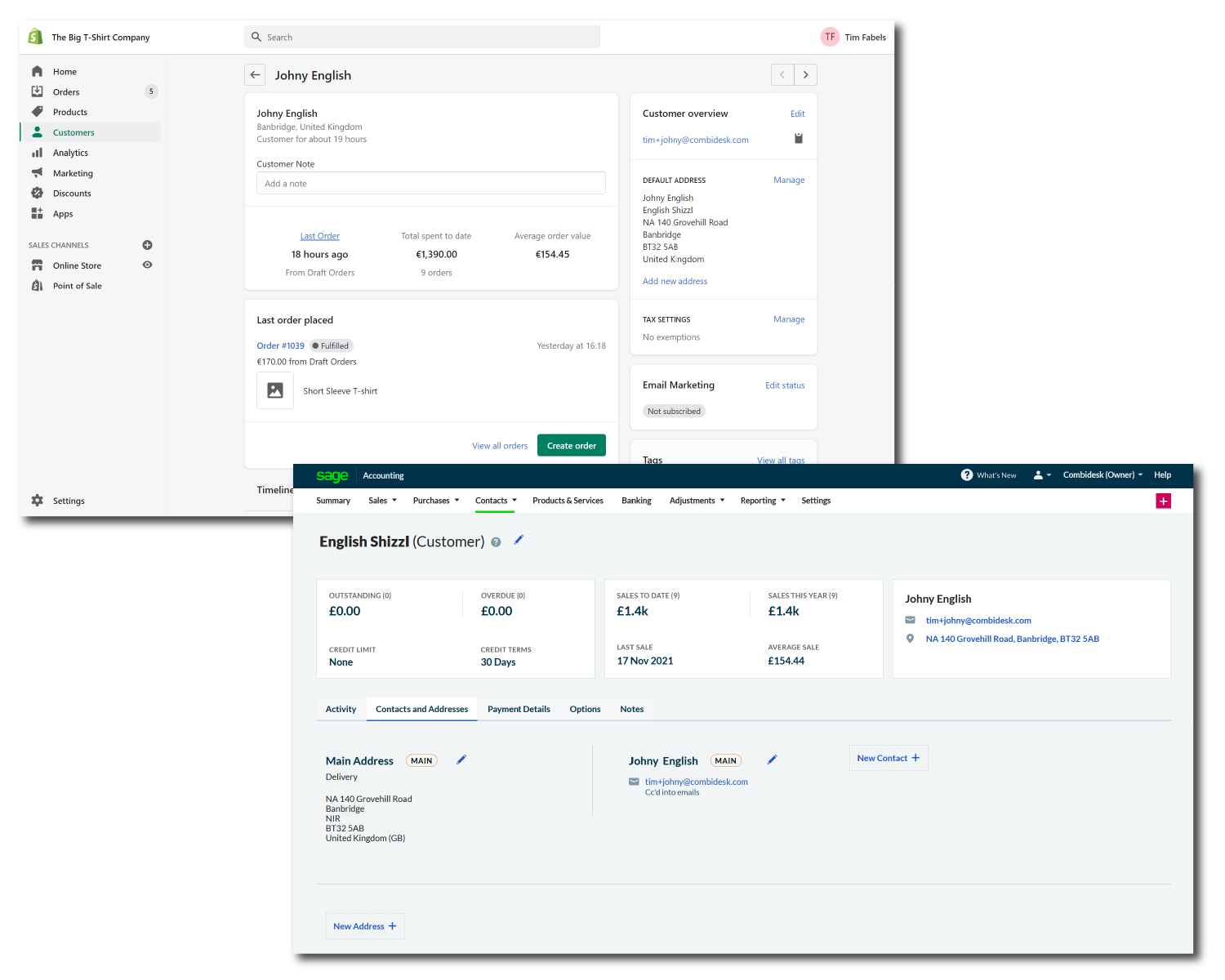 Synchronize Shopify customers