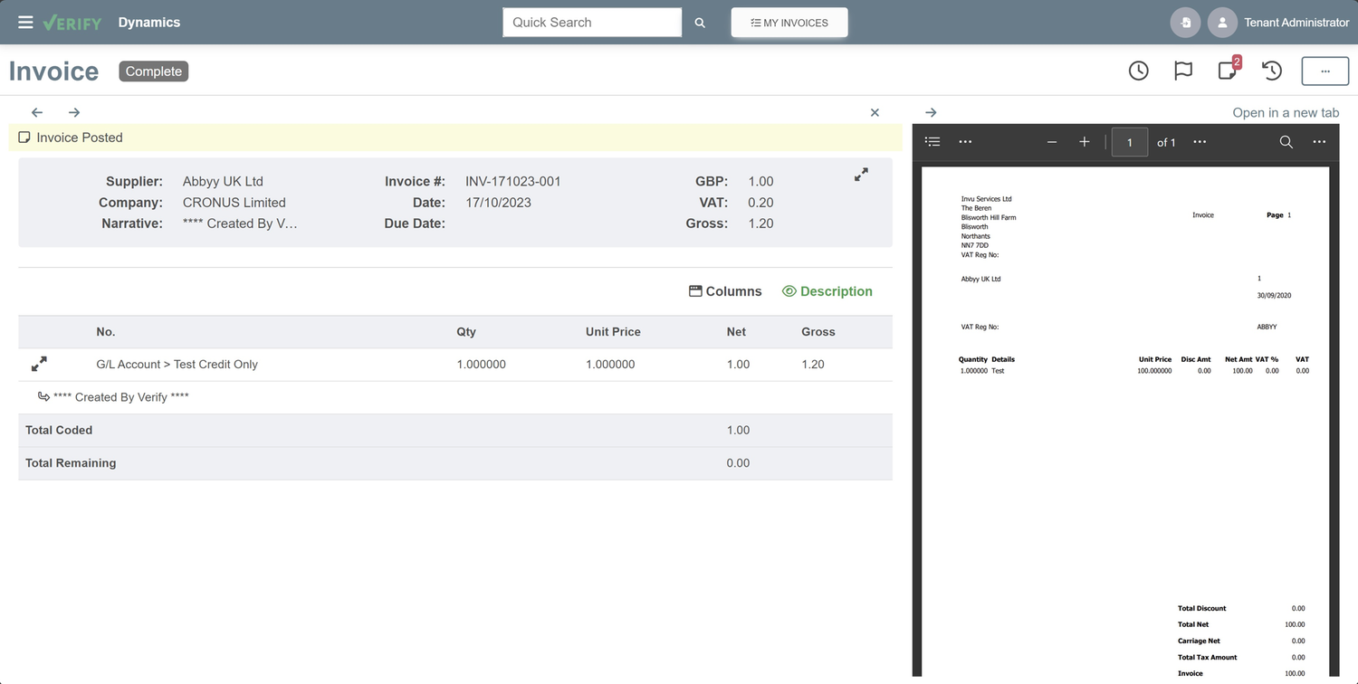 Access all processed invoices from Sage