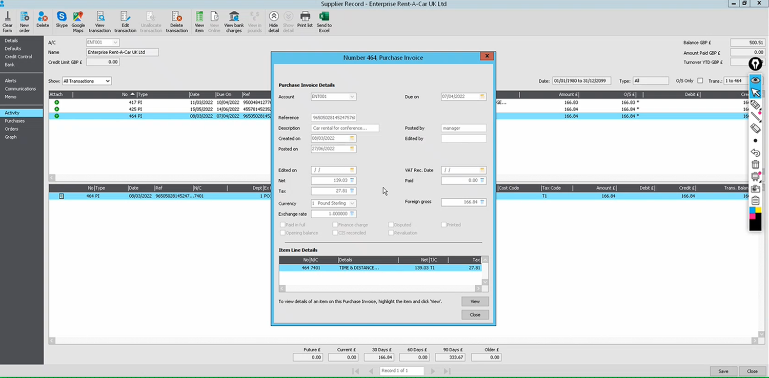 Automatic invoice posting to Sage