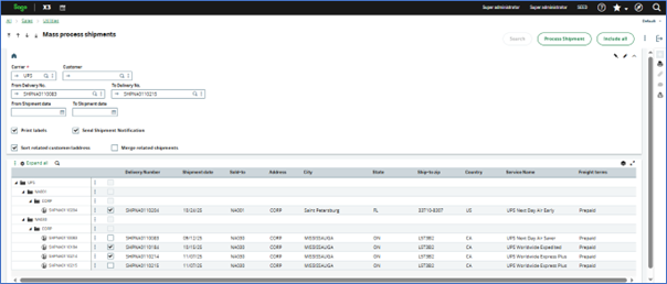 Mass Processing Shipments in one click