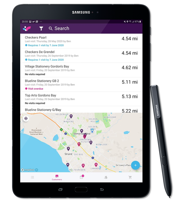 Live customer location and route planning