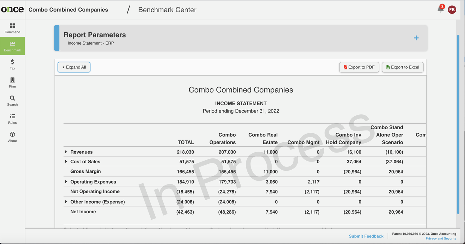 Customizable, real-time consolidating reports