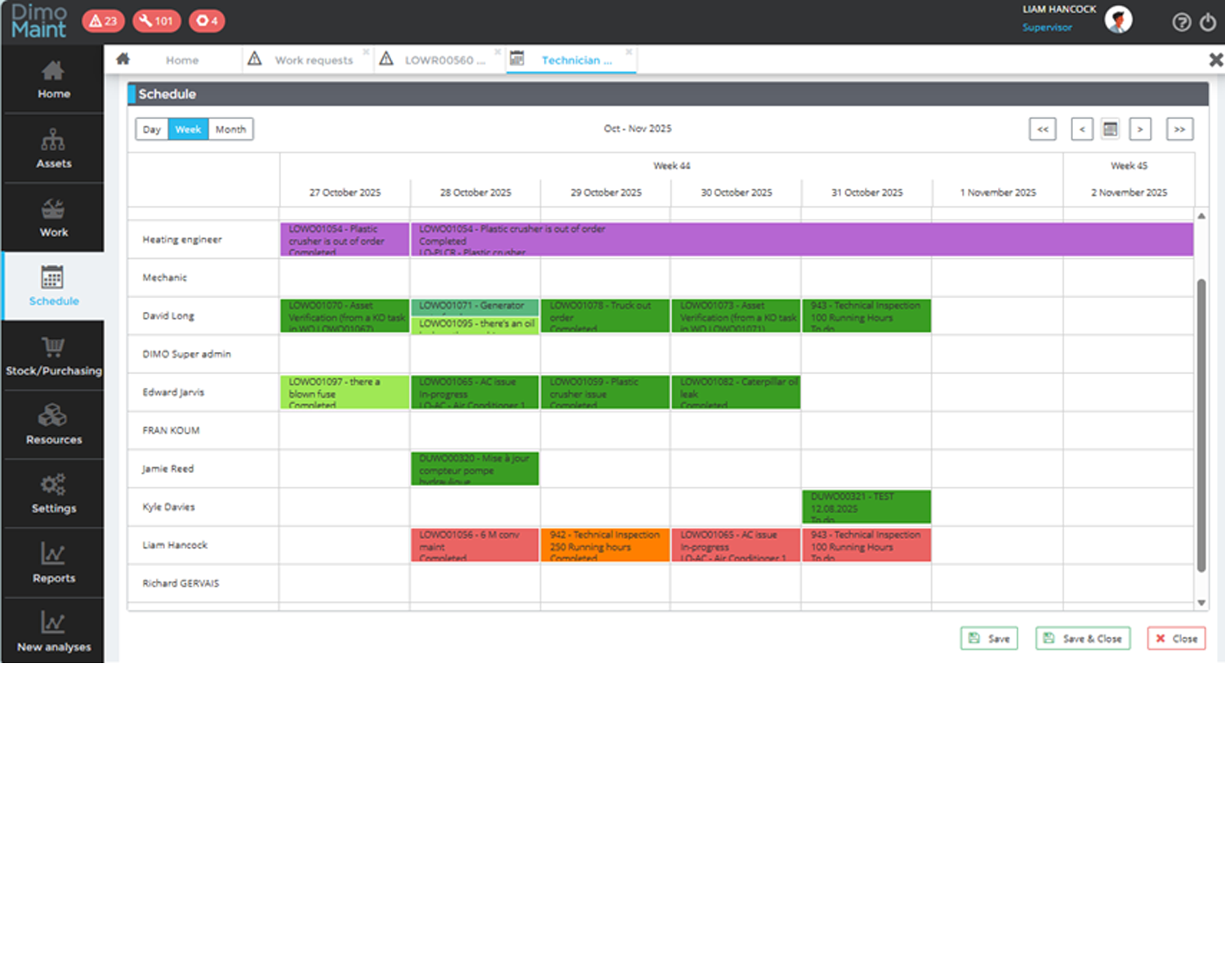 Maintenance scheduling